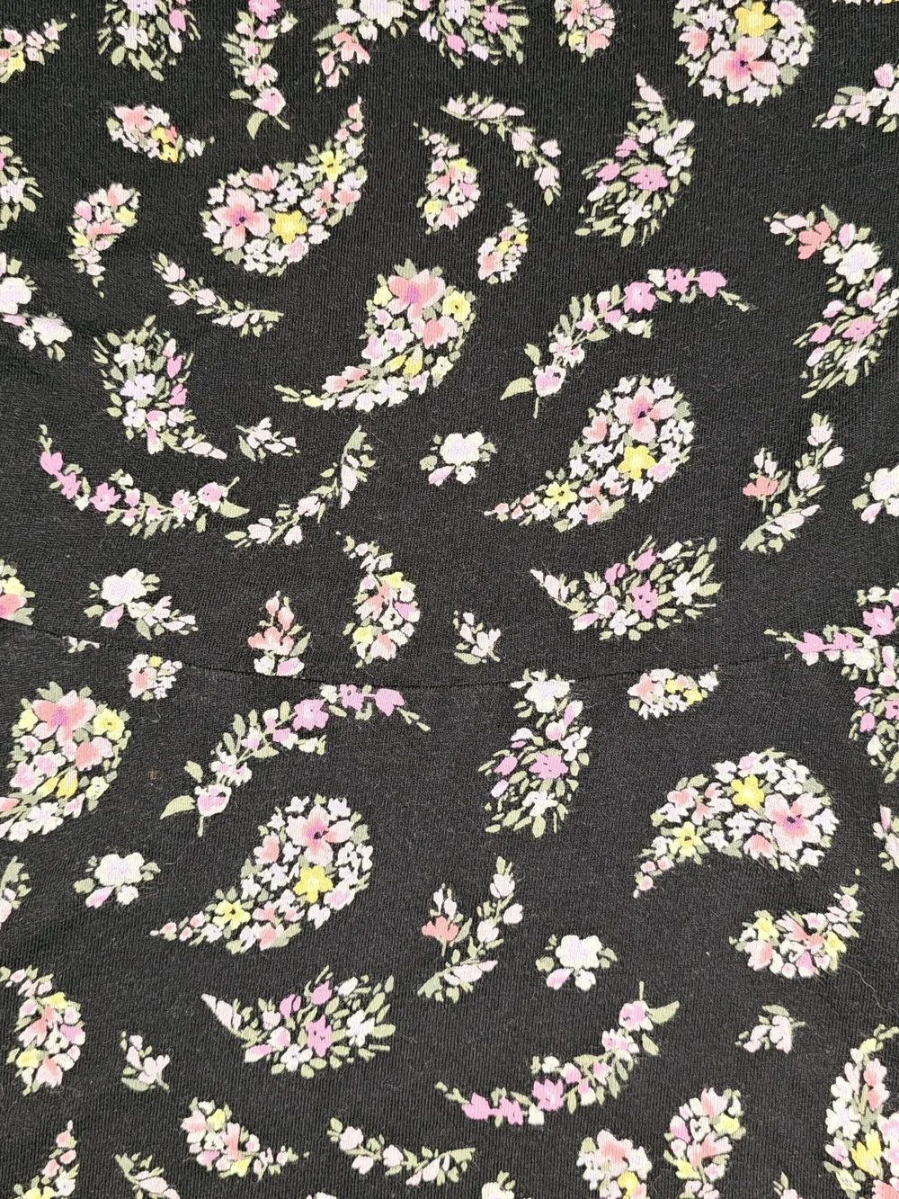 Old Navy Black Dress with Pink and Cream Paisley Florals